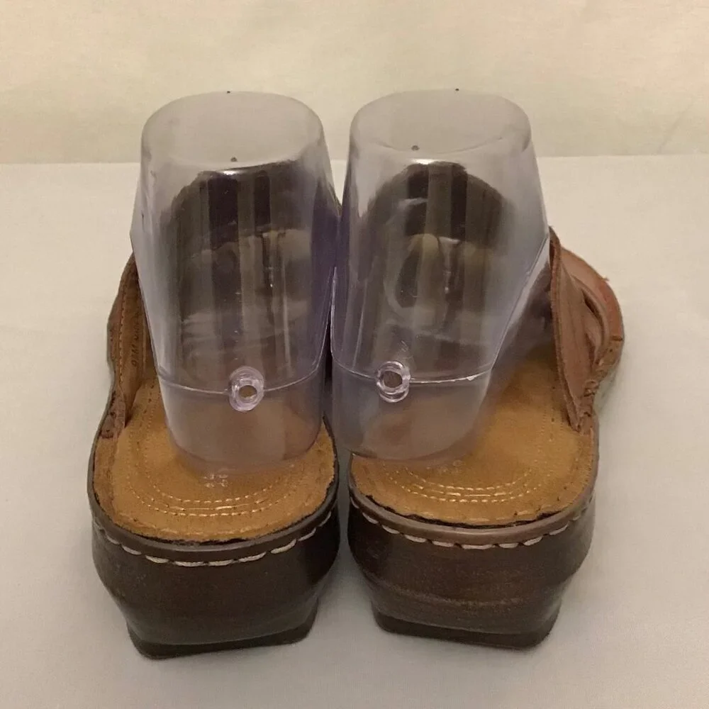 Naturalizer 9.5 Leather Sandals Strappy Slides Women’s Comfort Shoes Two Tone
